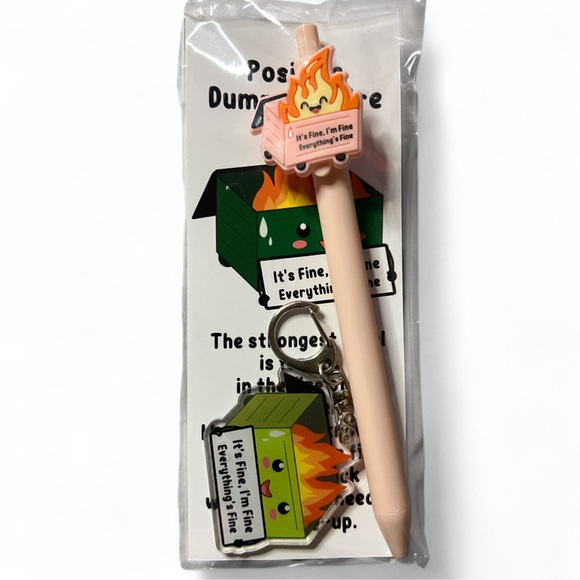 Support My Daughters Entrepreneurship🩷CHOOSE 1! Positive Dumpster Fire Pen Set - Picture 3 of 7